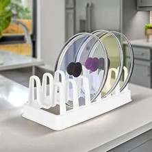 Enyaza Home Lirazon Tava, Tencere Kapağı Organizer, 6 Bölmeli Düzenleyici, Yer Kazandıran Kapak Standı