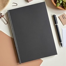 Enyaza Home Çizgisiz Spiralli Not Defteri, A4 Boyut (21X29,7 Cm), 60 Yaprak, 90GR. Ivory Kağıt, Ofis Için Ideal (Siyah Kapak)