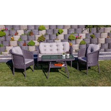 Kalyon Home Garden Cannes Rattan Bahçe Balkon Mobilyası 2+1+1 ve Masa