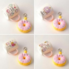 Enyaza Home Deconox Donut Peluş Anahtarlıklı Porselen Kupa - Sürpriz 4 Farklı Modelden Biri - Hediyelik Sevimli Kupa Bardak ve Yumuşak Anahtarlık Seti (Asorti/karışık 1 Adet)