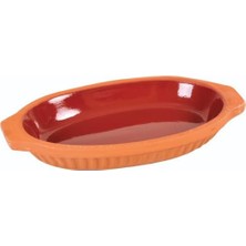 Enyaza Home Yldz Büyük Boy Dekorlu Kayık Sırlı Toprak Güveç Tencere Fırın Tepsi(33 * 18 * 5 Cm)