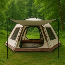 Özbience 8-10 Kişilik Otomatik Kamp Çadırı, 4 Mevsim, Su Geçirmez, Hızlı Kurulum