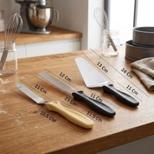 Enyaza Home 3’lü Spatula Seti – Paslanmaz Çelik, Plastik Saplı, Pasta, Kek ve Krep Için Profesyonel Spatula Takımı
