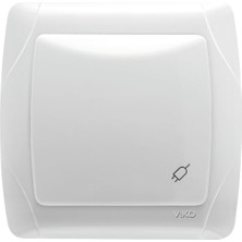 Enyaza Home Carmen Beyaz Kapaklı Topraklı Priz Çarpma Karşıtı