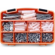 Enyaza Home 342 Parçalı Vida, Dübel ve Pul Seti, Dın 7505 Sunta Vidası, Plastik Dübel, Organizer Kutu ile