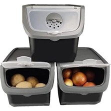 Enyaza Home Digithome Coral 3'lü Soğan Patates Saklama Kabı 12 Litre - Gri