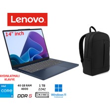 Lenovo Ideapad Slim 3 14IRH10 Intel I5 13420H Ddr5 40GB 1tb W11 Pro 14 Inç  83K00027TR Duddi Çanta