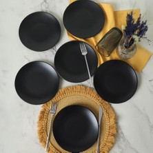 Enyaza Home Keramika Mat Siyah Ege Pasta Tabağı 20 cm 6 Adet 956