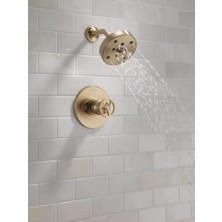 Enyaza Home Musluk Trinsic 14 Serisi Altın Duş Bataryası H2OKINETIC Duş Başlığı, Duş Bataryası Seti, Duş Kiti, Fırçalanmış Altın Duş Armatürleri, Şampanya Bronz T14258-CZ (Vana Dahil Değildir)