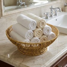 Enyaza Home Buffer 31 cm Plastik Rattan Servis Çanağı, Doğal Hasır Görünümlü, Yuvarlak, Iç Içe Geçebilen, 3 Parça Set