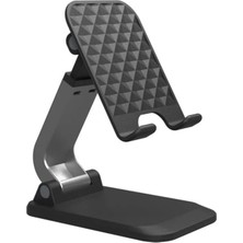 Enyaza Home Katlanabilir Stant Model Abs + Silikon Materyal Tablet Akıllı Telefon Standı Masaüstü Stand Katlanabilir Cep Telefonu Telefon Tutucu Q7-L (Siyah)