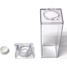 Enyaza Home Şeffaf Süt Kutusu Tasarımlı Içecek Şişesi, Mika Su Kahve Içecek Şişesi 500 ml