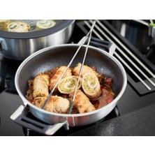 Enyaza Home Rösle Sılence Pro Servis Tavası, Çizilmeye Karşı Dayanıklı Birinci Sınıf Yapışmaz Kaplamalı Tava, Proresist, Silikon Kulplar, 24 Cm, Paslanmaz Çelik 18/10, Indüksiyonlu Ocaklara Uygun, Bulaşık