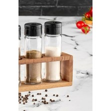 Enyaza Home 3lü Ahşap Stantlı Baharat Takımı Lisa Baharatlık Seti