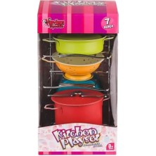 Enyaza Home ATF-683G-5 Renkli Raflı Emaye Tencere Tava Seti 7 Parça -Vardem Oyuncak