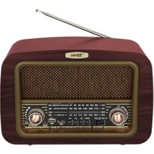 Enyaza Home Retro Radyo Taşınabilir Bluetooth Speaker ve Hoparlör Klasik Antika Tarzı Iç ve Dış Mekan Multiband USB Girişli Dekoratif Klasik Radyo 18CM x 28CM 6655 (Ahşap Kırmızı)