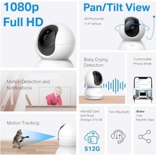 Enyaza Home C200C, 1080P Full Hd, Hareket Tespit ve Takibi, 360°, 9m Gece Görüşü, Çift Yönlü Ses, Sesli Alarm, Bulut/yerel Depolama, Bebek Ağlaması Tespiti, Iç Mekan Wi-Fi Güvenlik Kamerası