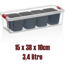 Porsima ORG-458 5 Bölmeli Kahvaltılık Çok Amaçlı Organizer Kapaklı Saklama Kabı Kapaklı Kahvaltılık Çerezlik Seti Antrasit 3,4lt