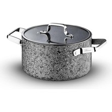 Enyaza Home Brioni Stone-Age Çizilmez Yanmaz Yapışmaz Indüksiyonlu 24 cm Derin Tencere
