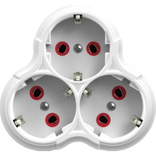 Enyaza Home 3'lü Topraklı Papatya Priz, Beyaz Çoklu Elektrik Prizi, 3 Yuvalı Grup Priz