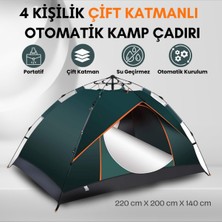 Özbience 4 Kişilik Otomatik Çift Katman Çift Kapılı Kamp ve Plaj Çadırı