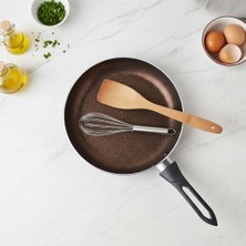 Enyaza Home Papilla Domino 26 cm Maxi Tava - Çikolata Kahve ve Gold Detaylı Yanmaz Yapışmaz Pratik Kızartma Tavası