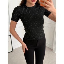 Noa Noa Kısa Kollu Taşlı Crop Bluz