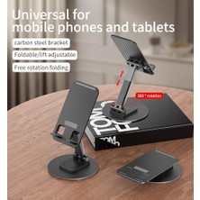 Enyaza Home Ayarlanabilir Katlanabilir Masaüstü Telefon Standı, 360° Döner, Evrensel Uyumlu 4-8 Inç Telefon ve 13 Inch Kadar Tablet Tutucu, Alüminyum Metal Tabanlı, Kaymaz ve Taşınabilir 33 cm Uzunluk