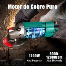 Enyaza Home Avuç Taşlama 1200 W, 6 Hız ile 3000-10000 Rpm, Taşlama Parlatma Için Mükemmel, 2 x 125 mm Zımpara Diski, 1 Yan Sap, 1 x Koruyucu Kapak, 1 Anahtar