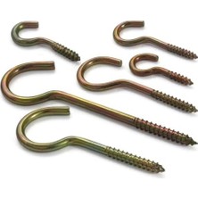 Enyaza Home Piton Kanca Seti -  Paket, Vidalı Soru Işareti Askı, Ahşap ve Duvar Için Metal Vidalı Kanca, Avize, Saksı ve Avadanlık Askısı, Sarı Çinko Kaplama (22X130)