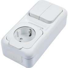 Enyaza Home Beyaz Komütatör ve Topraklı Priz Şeffaf Kapaklı Çabuk Bağlantı Kombine Dikey