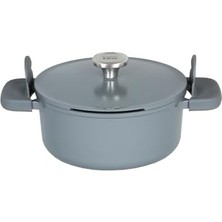 Enyaza Home Leo Phantom Kapaklı Yapışmaz Tencere 24 cm Smoked Grey
