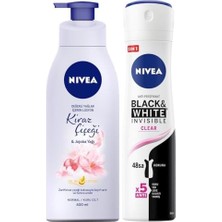 Enyaza Home Kadın Sprey Deodorant & Invisibleclear 150ML,KIRAZ Çiçeği Nemlendirici Vücut Losyonu 400ML