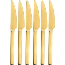 Enyaza Home Gold Renk Tatlı Çatal Kaşık Bıçak Seti - Kahvaltı Pasta Çatal Kaşık Bıçak Seti, 18 Adet