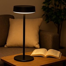 Enyaza Home Solar Şarjlı Masa Lambası – 3 Kademeli Dimmer, Dokunmatik, Type-C Usb, Güneş Enerjili, Siyah Metal Gövde, 31 cm
