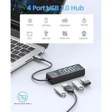 Enyaza Home Type-C To Usb-A 3.0 4 Portlu Ultra Slim USB Çoklayıcı Hub Siyah