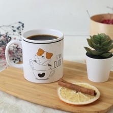 Enyaza Home Keramika Cute Cat Silindir Kupa 10 cm