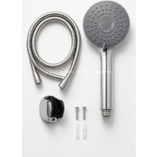 Enyaza Home Spiralli Duş Başlığı Seti, 3 Fonksiyonlu Krom Duş Başlığı, 150 cm Duş Hortumu, Mafsallı Başlık, Vida ve Dübel Dahil, Su Tasarruflu, Duvara Monte Banyo Takımı