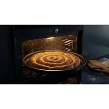 Enyaza Home Istoç Türk 42CM Emaye Fırın Tepsisi, Battal Boy Yuvarlak Çinko Tepsi Sağlıklı Emaye Börek Baklava Tepsisi Siyah 42 x 4