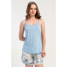 Vienetta Kadın P.vıscon Ip Askılı Şortlu Pijama Takım, 512203