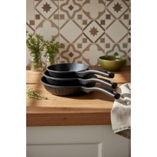 Enyaza Home Bernardo Olimpos 3'lü Döküm Tava Seti Siyah (20 24 28 Cm)