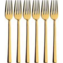 Enyaza Home Tatlı Çatal Seti, Gold Renkli, 6 Adet Çatal Seti, Çelik, 16 Cm, Metalik Gold, Paslanmaz, Kutulu