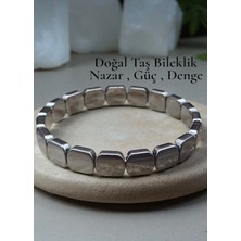 Taşmir  Hematit Doğal Taş Bileklik Unisex Kararmaz Renk Atmaz