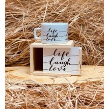 Enyaza Home Giftmoda Yaşa Gülümse Sev Ahşap Kutulu Kupa