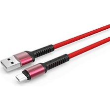 Enyaza Home Hasır Kırılmaya Dayanıklı 1m LS63 Micro USB Kablo Kırmızı