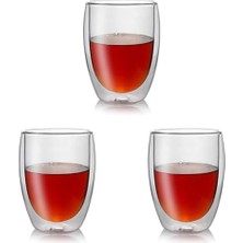 Enyaza Home Epinox Çift Cidarlı Iki Katmanlı Çift Camlı Bardak, Kupa - Cappucino Latte Kahve Bardağı - Borosilikat Cam - Yalıtımlı, 350 ml 3lü Paket
