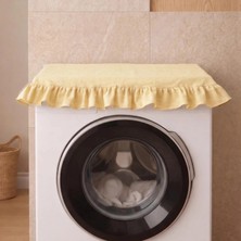 NDC Home Fırfırlı Çamaşır Makinesi Örtüsü - Çeyizlik Dekoratif Banyo Makine Kılıfı- Sarı