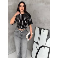 Noa Noa Kısa Kollu Puantiyeli Bluz