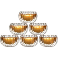 Enyaza Home Çift Katmanlı Cam Lokumluk Sosluk 6'lı Set - Şeffaf Çift Cidarlı Cam Sunum Kapları