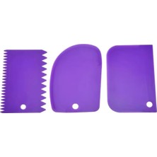 Enyaza Home Plastik Hamur, Pasta, Börek Şekillendirme, Kazıma, Kesme Seti, Mor, 3'lü Set